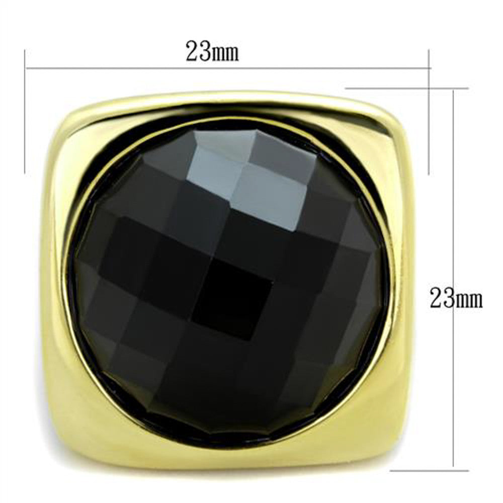 ARTK1925 Stainless Steel 14k Gold IP Synthetic Onyx, Cocktail, Fashion Ring  Size 5-10